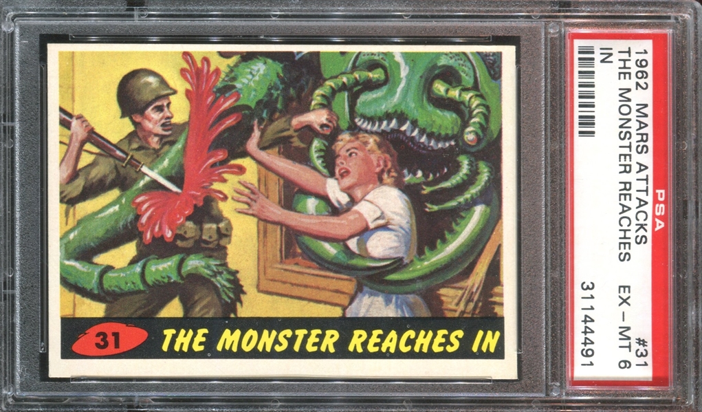 1962 Topps Mars Attacks #31 The Monster Reaches In PSA6 EX-MT