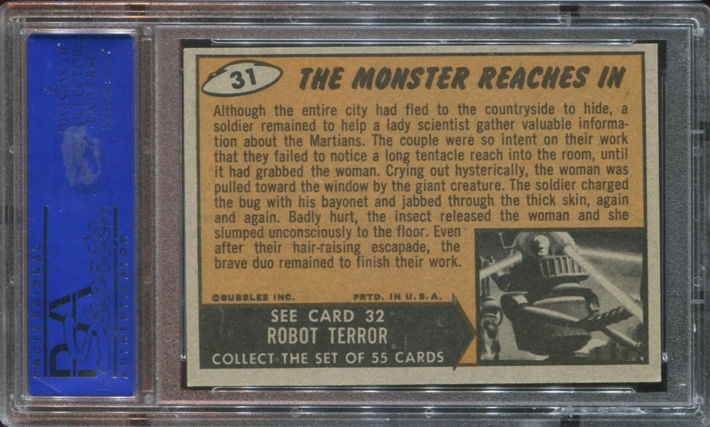 1962 Topps Mars Attacks #31 The Monster Reaches In PSA6 EX-MT