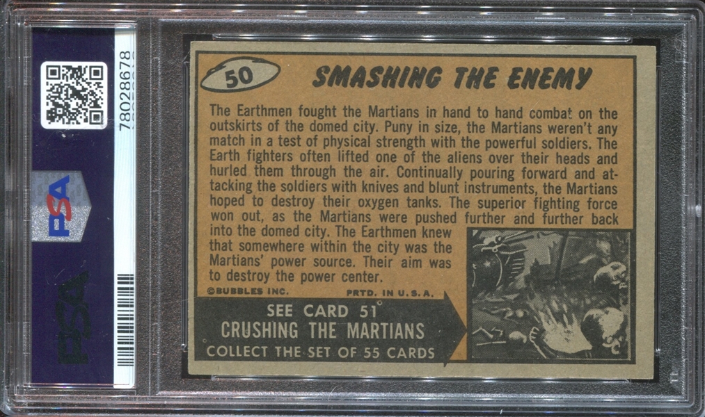 1962 Topps Mars Attacks #50 Smashing the Enemy PSA6 EX-MT