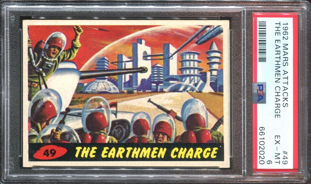 1962 Topps Mars Attacks #49 The Earthmen Charge PSA6 EX-MT