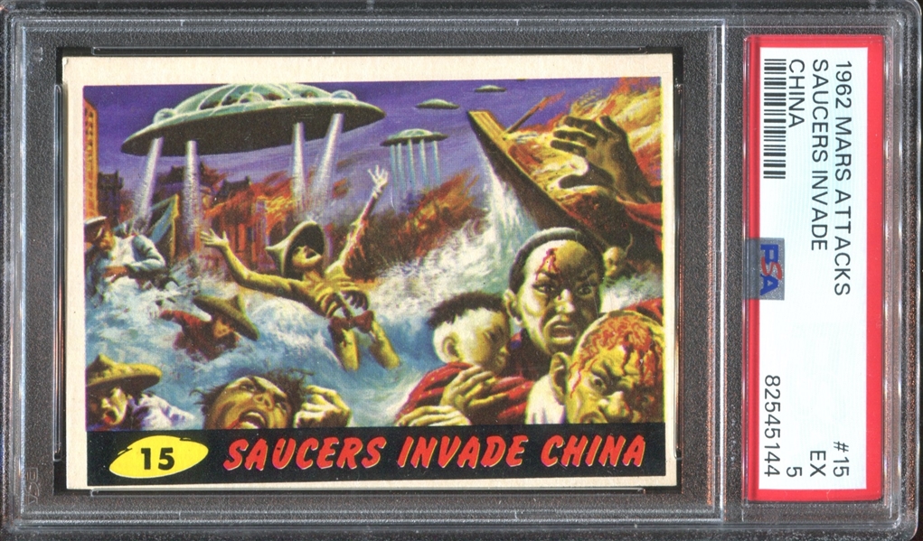 1962 Topps Mars Attacks #15 Saucers Invade China PSA5 EX