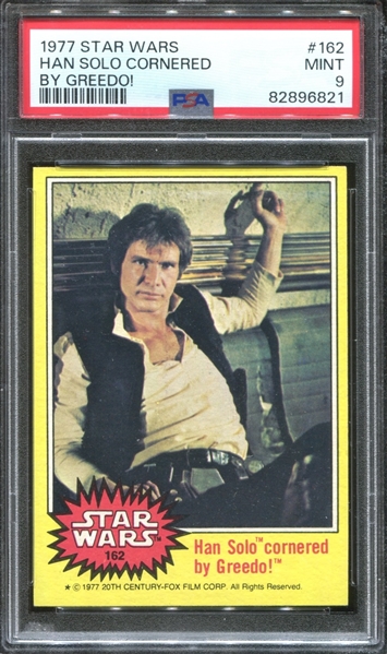 1977 Topps Star Wars #162 Han Solo Cornered by Greedo! PSA9 Mint
