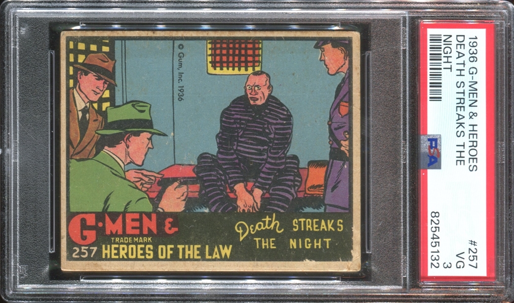 R60 Gum Inc G-Men and Heroes of the Law #257 Death Streaks the Night PSA3 VG