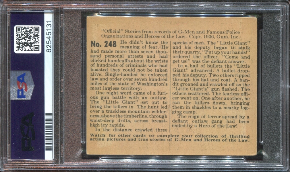 R60 Gum Inc G-Men and Heroes of the Law #248 The Little Giant of the Law PSA5 EX
