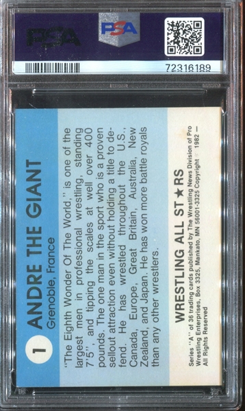 1982 Wrestling All Stars (Series A) #1 Andre The Giant PSA5 EX