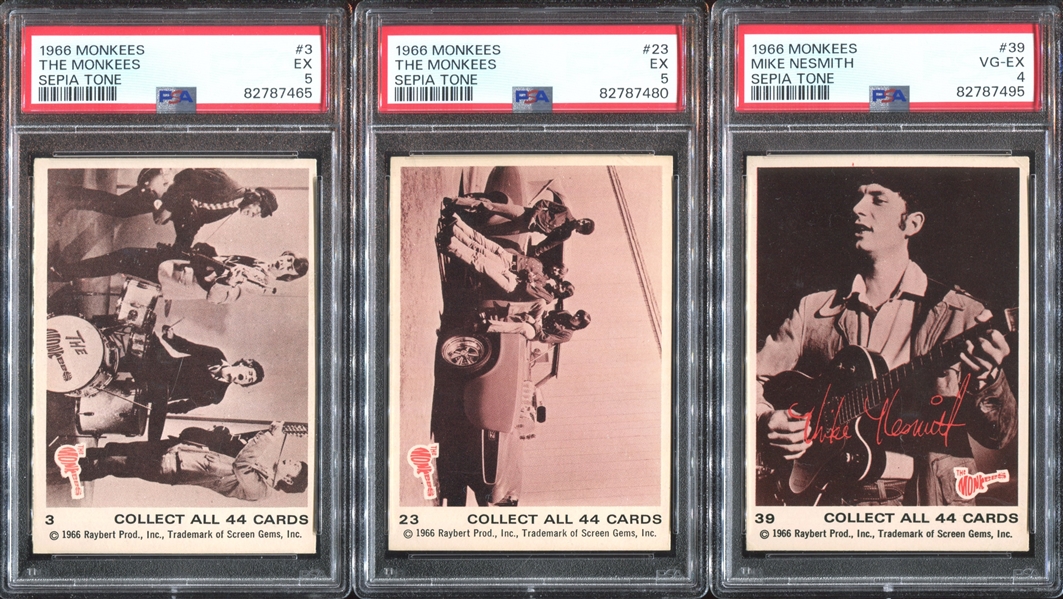 1966 Topps Monkees (Sepia) Lot of (3) PSA-Graded Cards