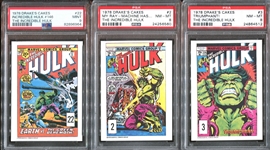 1978 Drakes Cakes Incredible Hulk Lot of (13) Cards