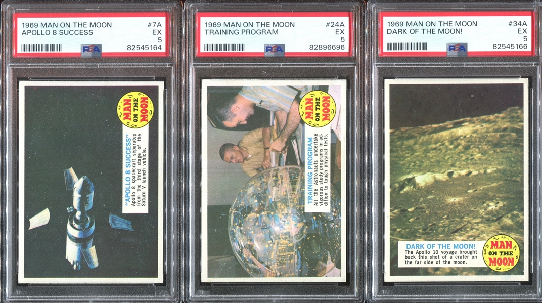 1969 Topps Man on the Moon Lot of (9) PSA-Graded Cards