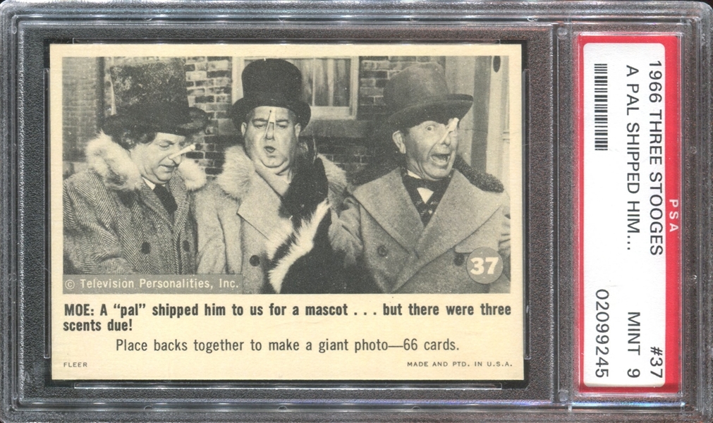 1966 Fleer Three Stooges #37 A Pal Shipped Him.... PSA9 Mint