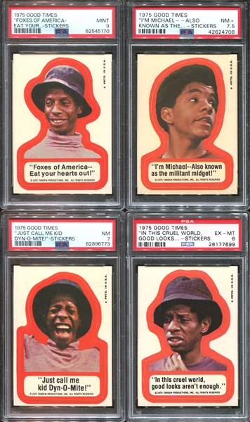 1975 Topps Good Times Sticker Lot of (8) PSA-Graded Cards