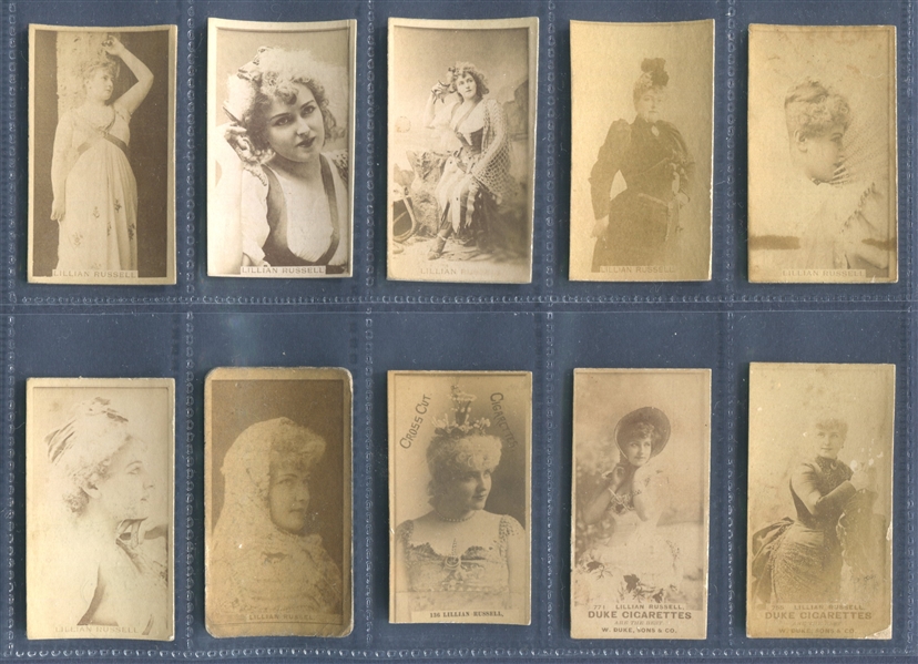 Mixed 19th Century N Card Lot of (10) Lillian Russell Cards