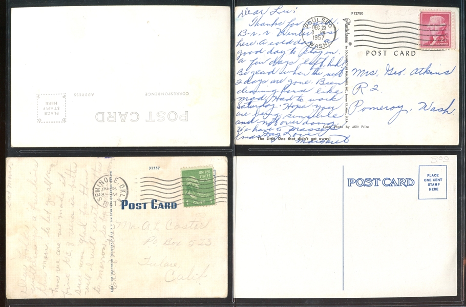 Vintage Exaggerated Subject Postcard Lot of (4) Cards