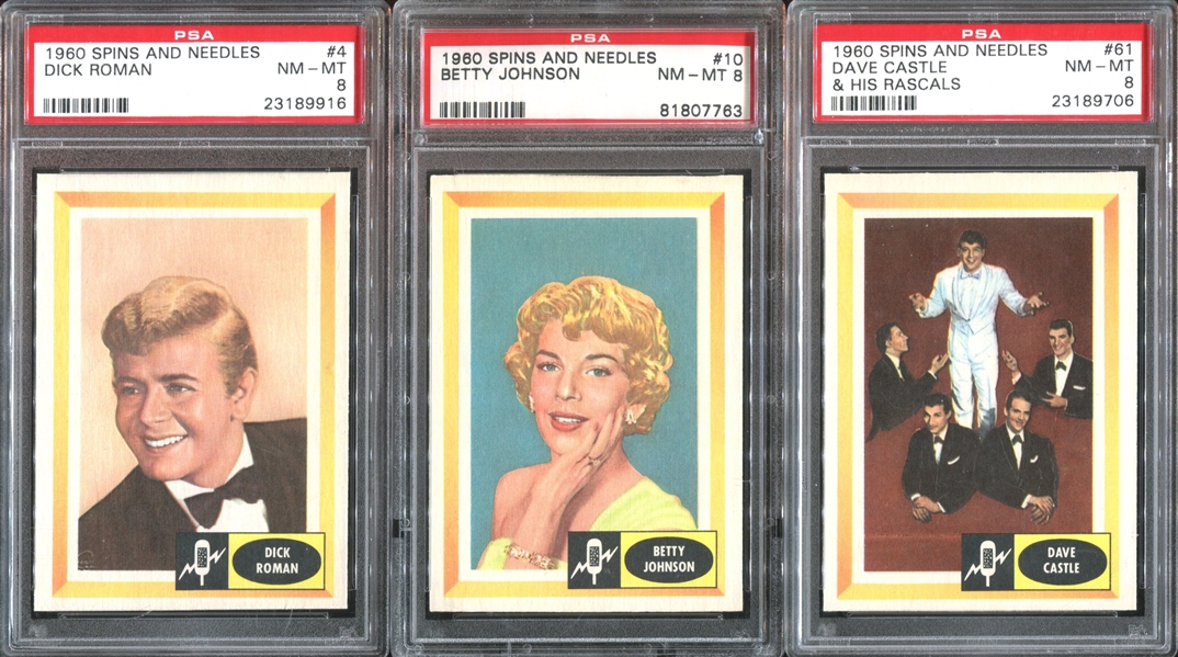 1960 Fleer Spins and Needles PSA8 NM-MT Lot of (3) Cards