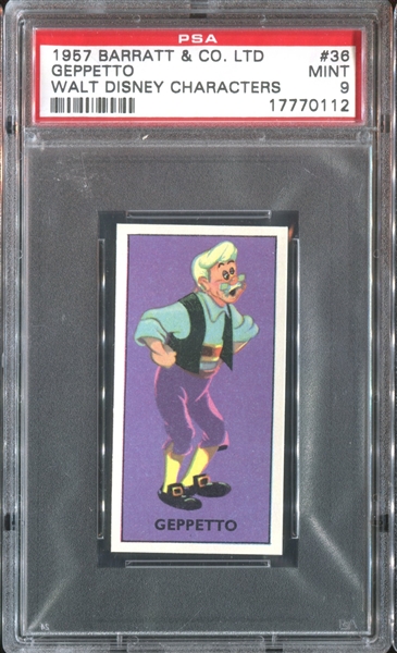 1957 Barratt & Co Walt Disney Characters #36 Geppetto PSA9 Mint