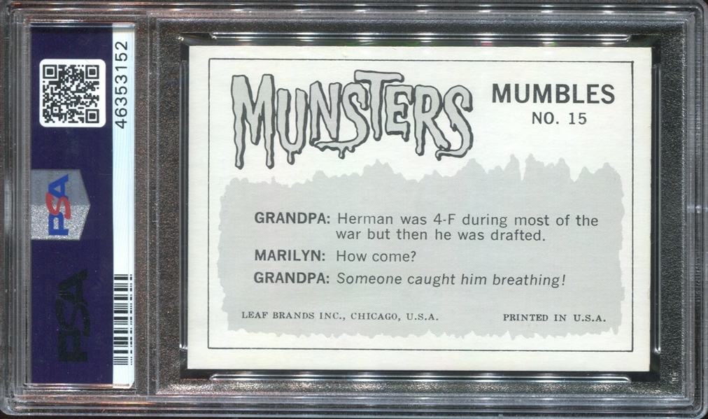 1964 Leaf The Munsters #15 Ahh...One for the Road! PSA7 NM