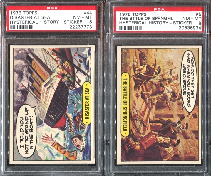 1976 Topps Hysterical History Stickers Lot of (2) PSA8 NM-MT Cards