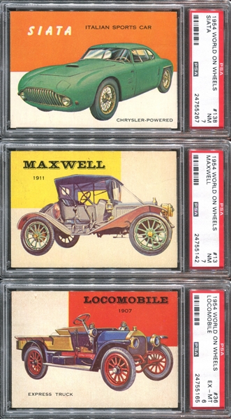 1954 Topps World on Wheels Lot of (8) PSA-Graded Cards with PSA7's