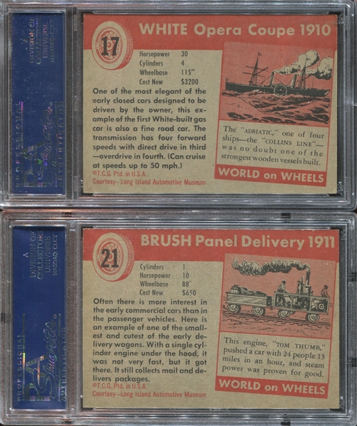 1954 Topps World on Wheels Lot of (8) PSA-Graded Cards with PSA7's
