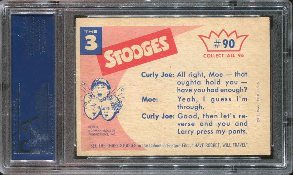 1959 Fleer Three Stooges #90 What's Wrong.... PSA8 NM-MT