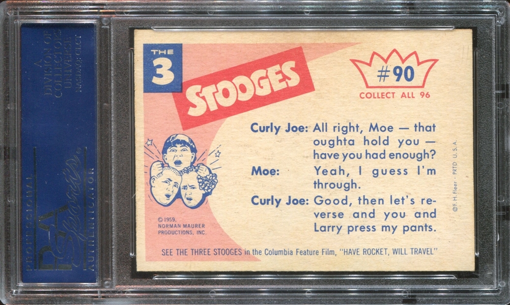 1959 Fleer Three Stooges #90 What's Wrong? PSA7 NM