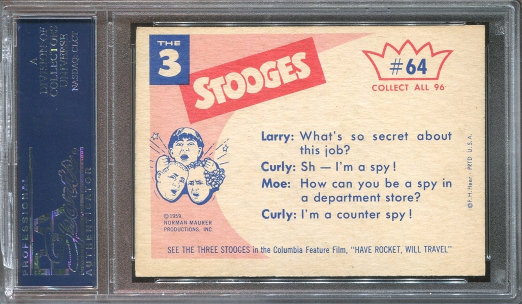 1959 Fleer Three Stooges #64 You won't fool... PSA7 NM