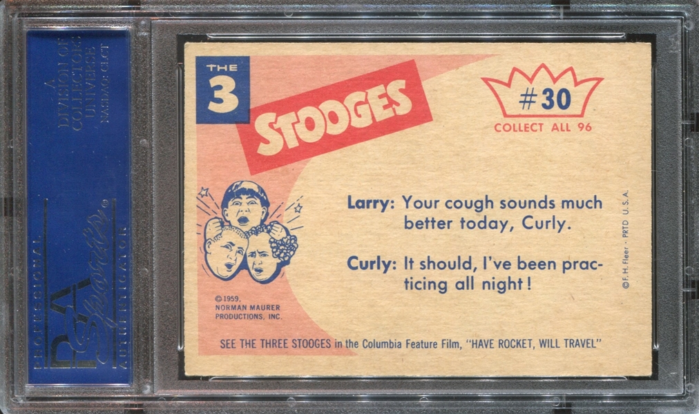 1959 Fleer Three Stooges #30 This one's in the bag... PSA6 EX-MT