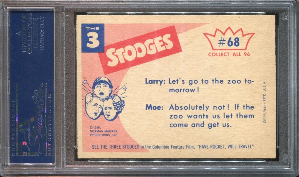 1959 Fleer Three Stooges #68 Quick - Call the S.P.C.A. ... PSA7 NM