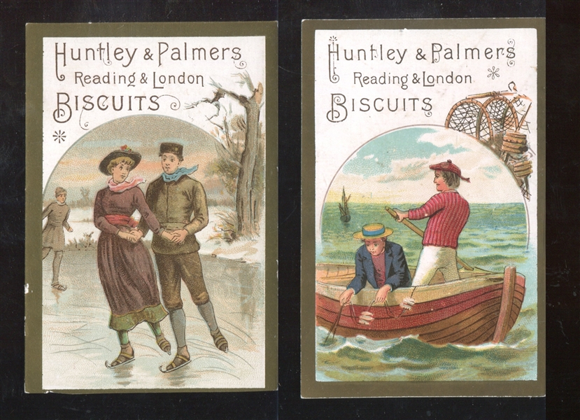 1890's Huntley & Palmer's Biscuits Sport Trade Cards Near Set of (11/12) Cards