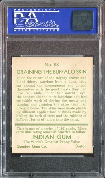 R73 Goudey Indian Gum #98 Graining Buffalo Skins PSA7 NM