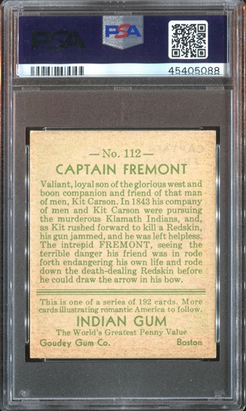 R73 Goudey Indian Gum #112 Captain Fremont PSA6 EX-MT