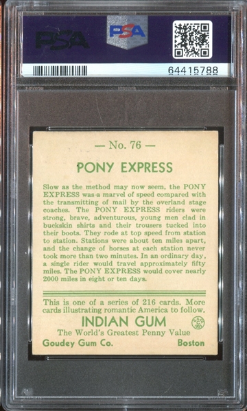 R73 Goudey Indian Gum #76 Pony Express PSA6 EX-MT