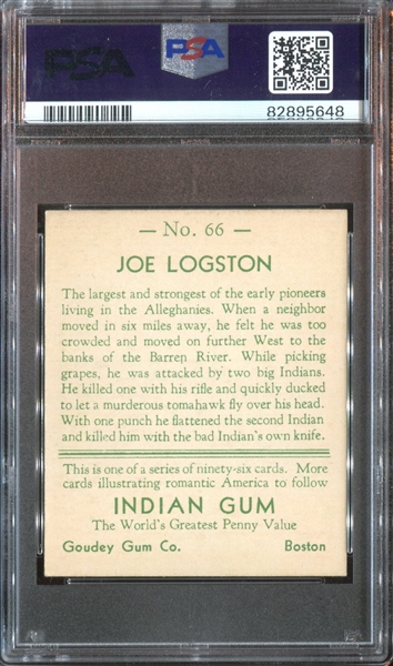 R73 Goudey Indian Gum #66 Joe Logston PSA4.5 VG-EX+