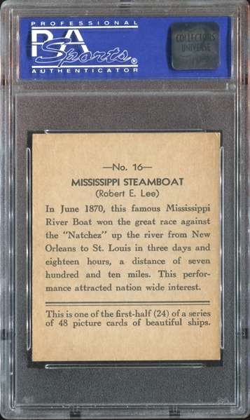 R135 Package Confectionery Beautiful Ships #16 Mississippi Steamboat PSA6 EX-MT