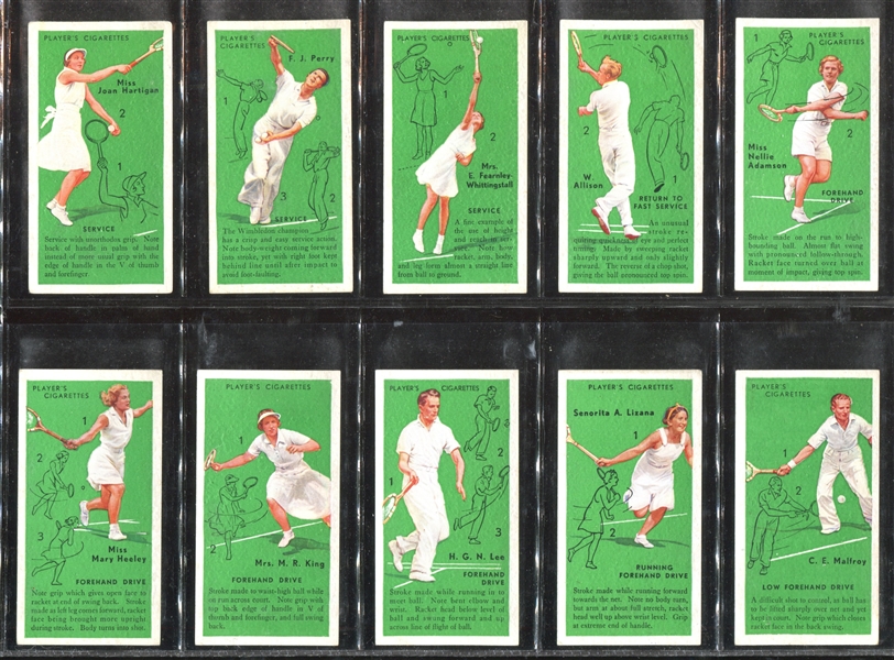 1936 John Player & Sons (UK) Tennis Complete Set of (50) Cards