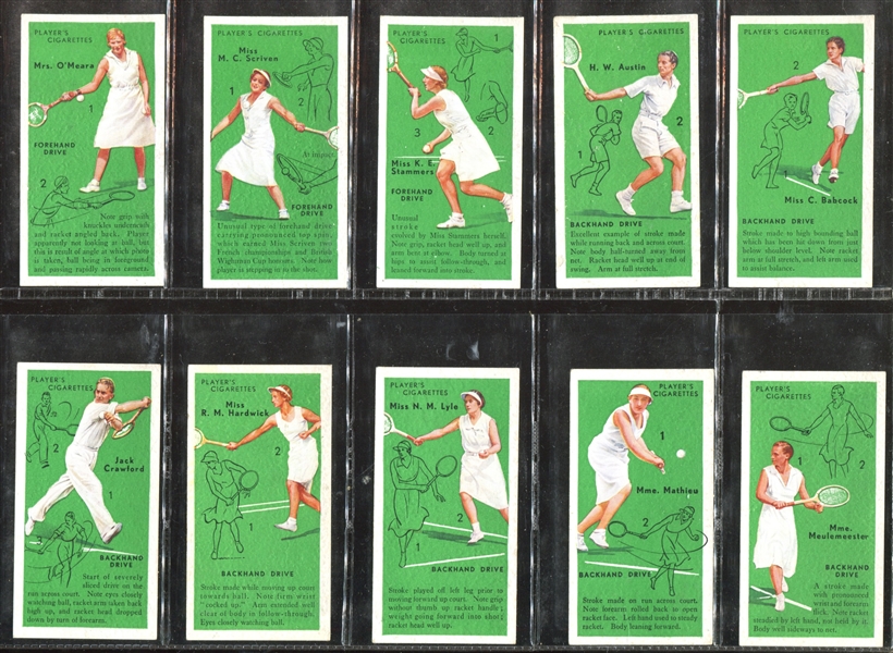 1936 John Player & Sons (UK) Tennis Complete Set of (50) Cards