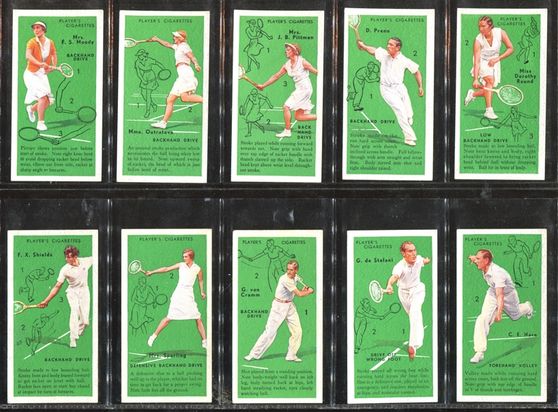 1936 John Player & Sons (UK) Tennis Complete Set of (50) Cards