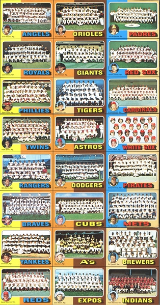 1975 Topps Uncut Mail-Away Team Card Checklist Sheet