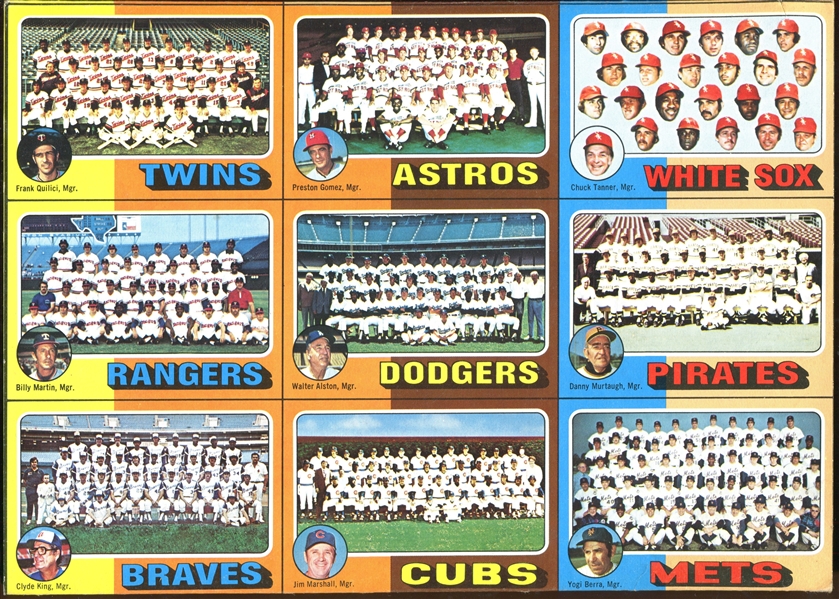 1975 Topps Uncut Mail-Away Team Card Checklist Sheet