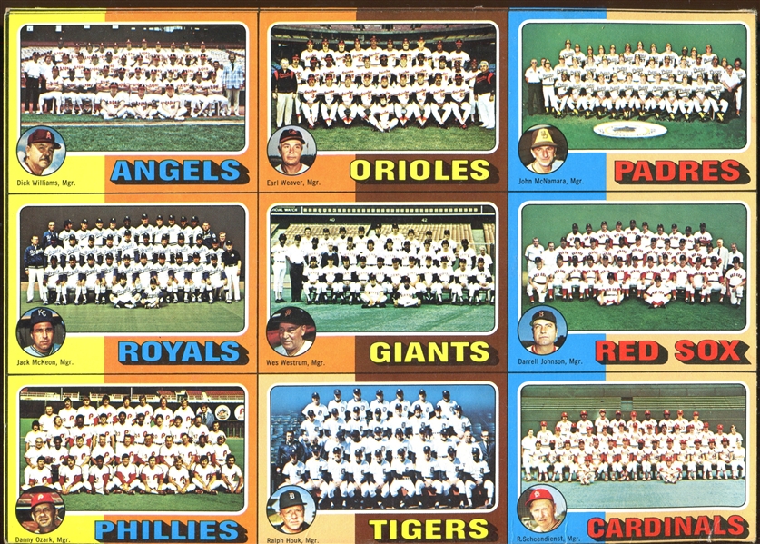 1975 Topps Uncut Mail-Away Team Card Checklist Sheet