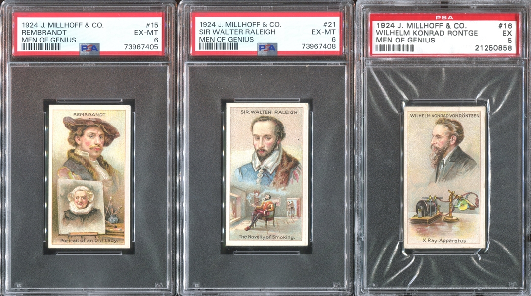 1924 J. Millhoff & Co Men Of Genius Lot of (3) PSA-Graded Cards