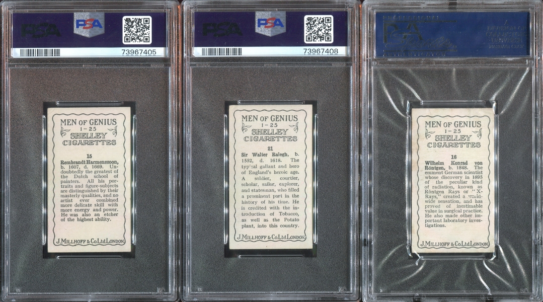 1924 J. Millhoff & Co Men Of Genius Lot of (3) PSA-Graded Cards