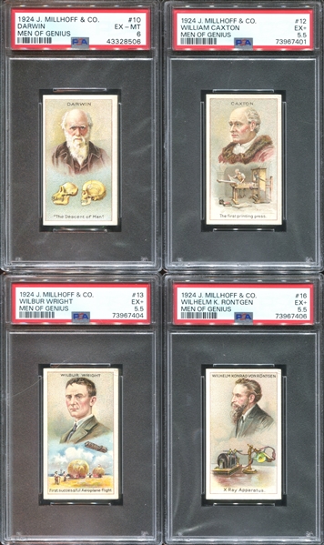 1924 J. Millhoff & Co Men Of Genius Lot of (16) PSA-Graded Cards