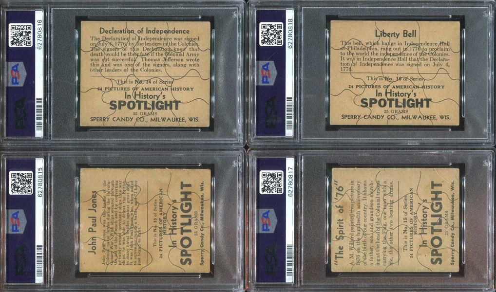 R76 Sperry Mfg. In History's Spotlight Complete PSA-Graded Set of (24) Cards