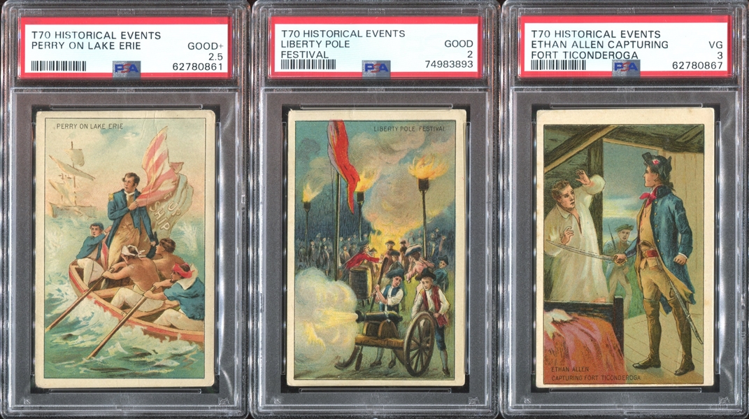 T70 Historical Events Lot of (3) PSA-Graded Cards