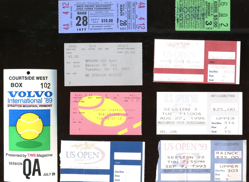 Mixed Lot of (50) Tennis Tournament Ticket Stubs