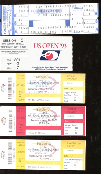 Mixed Lot of (50) Tennis Tournament Ticket Stubs