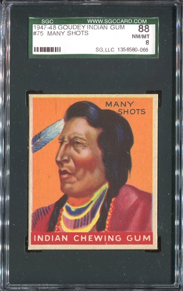 R773 Goudey Indian Gum #75 Many Shots SGC88 NM-MT