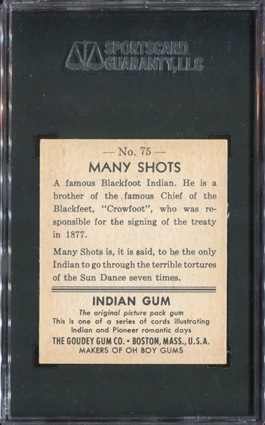 R773 Goudey Indian Gum #75 Many Shots SGC88 NM-MT