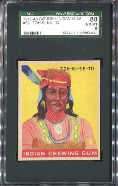 R773 Goudey Indian Gum #62 Toh-Ki-EE-TO SGC88 NM-MT