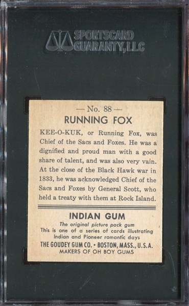 R773 Goudey Indian Gum #88 Running Fox SGC86 NM+